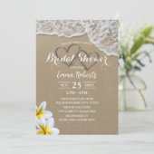 Invitation Plage Coeurs de sable Fête des mariées florale tro (Debout devant)