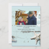 Invitation plage coquillage bleu 50e anniversaire de mariage (Dos)