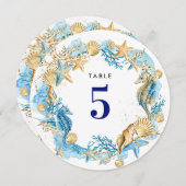 Invitation Plage | Coquillages marins Numéro de tableau du Ma (Devant / Derrière)