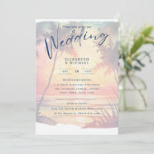 Invitation Plage Côte Destination Sunset Mariage tropical (Debout devant)