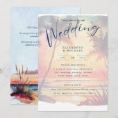 Invitation Plage Côte Destination Sunset Mariage tropical (Devant / Derrière)