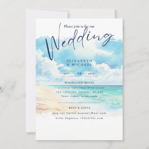Invitation Plage Côte Destination Sunset Mariage tropical