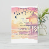 Invitation Plage Côte Destination Sunset Mariage tropical (Debout devant)