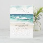 Invitation Plage côtière Baby shower d'aquarelle de sable de  (Debout devant)