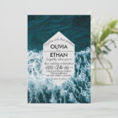 Invitation Plage côtière bleu marine classique Mariage Invita (Debout devant)