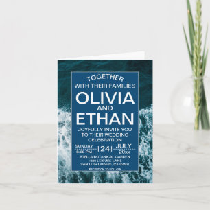 Invitation Plage côtière bleu marine classique Mariage Invita