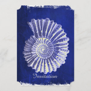 Invitation plage côtière Blue Conch Seashell mariage