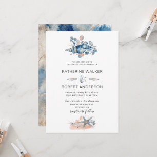 Invitation plage côtière coquillage élégant Mariage Invitatio