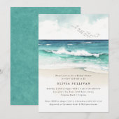 Invitation Plage côtière Fête des mariées d'aquarelle de sabl (Devant / Derrière)