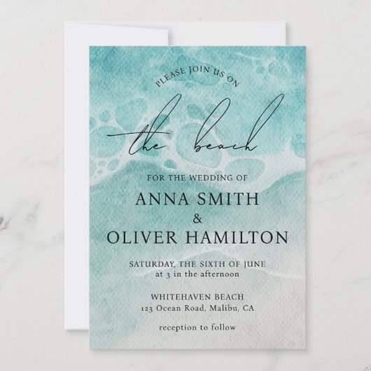 Invitation Plage côtière Ocean Beach Été Mariage moderne (Devant)