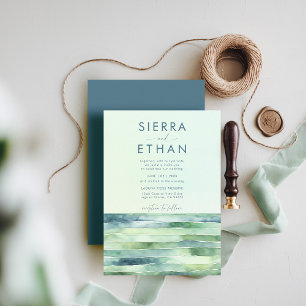 Invitation Plage côtière Piscine à marée Mer Mariage moderne