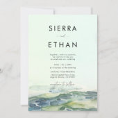 Invitation Plage côtière Piscine à marée Vert mer Mariage mod (Devant)