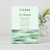Invitation Plage côtière Piscine de marée Sea Green Stripes M (Debout devant)