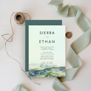 Invitation Plage côtière Piscine de Marée Vert Vert Mariage m