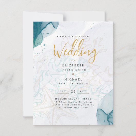 Invitation Plage côtière tropicale Destination Mariage (Devant)