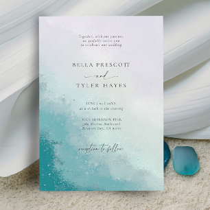 Invitation Plage côtière Verre de mer Turquoise Lavande chic