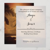 Invitation Plage coucher de soleil Mariage Vows Renouvellemen (Devant / Derrière)