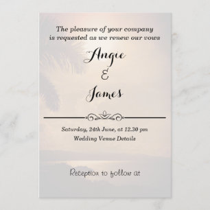 Invitation Plage coucher de soleil Mariage Vows Renouvellemen