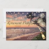 Invitation Plage, Coucher de soleil, Palmier, Ballons, Retrai (Devant)