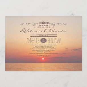 Invitation Plage coucher de soleil romantique dîner de répéti
