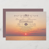 Invitation Plage coucher de soleil romantique moderne douche  (Devant / Derrière)
