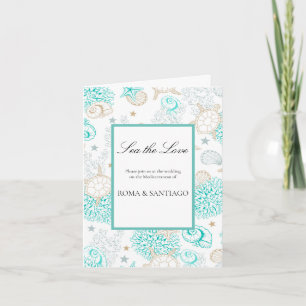 Invitation Plage d'amour marine Mariage plié
