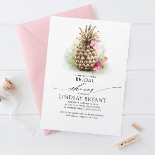Invitation Plage d'ananas Tropical Gold Fête des mariées flor