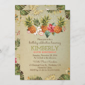 Invitation plage d'ananas tropical illuminations fête d'anniv (Devant / Derrière)