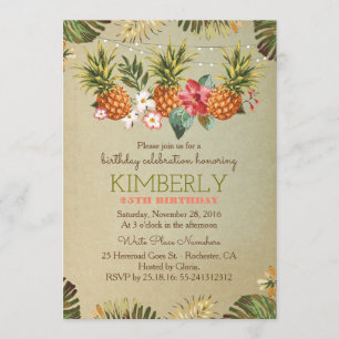 Invitation plage d'ananas tropical illuminations fête d'anniv