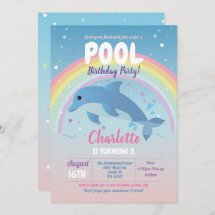 Invitation Plage d'Anniversaire Plage de Dolphin Pool Océan