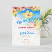 Invitation Plage de Baby shower à fleurs tropicales Kia Ora (Debout devant)