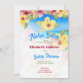 Invitation Plage de Baby shower de fleurs tropicales Aloha (Devant)
