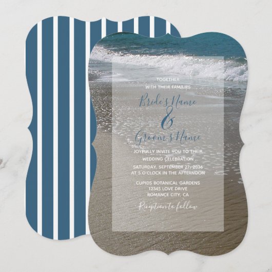 Invitation Plage de bord de mer et mariage de sable Invitatio (Devant / Derrière)