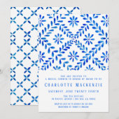 Invitation Plage de Carrelage Bleu Méditerranéen Fête des mar (Devant / Derrière)