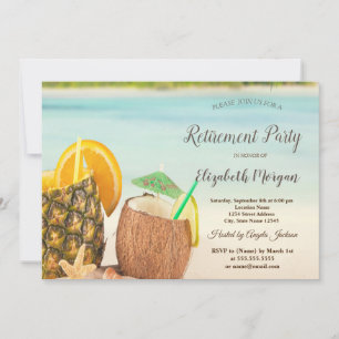 Invitation Plage de cocktail coquillages Fête de retraite
