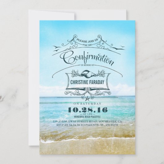 Invitation Plage de confirmation (Devant)