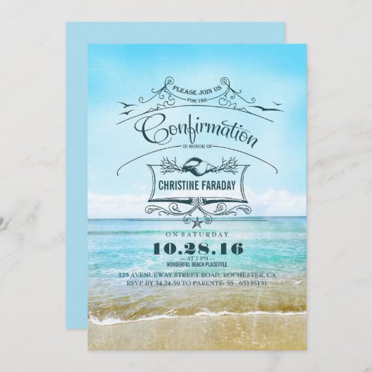 Invitation Plage de confirmation (Devant / Derrière)