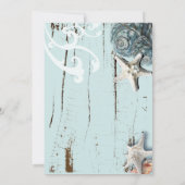 Invitation plage de coquillages bleu tropical aqua fête d'ann (Dos)