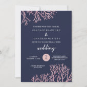 Invitation Plage de Coraux Roses Bleus Peint Mariage tropical (Devant)