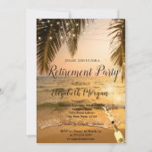 Invitation Plage de coucher de soleil, Palmier, Ballons, Retr (Devant)