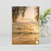 Invitation Plage de coucher de soleil, Palmier, Ballons, Retr (Debout devant)