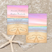 Invitation Plage de coucher de soleil rose violet Mariage 2 C