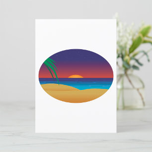 Invitation Plage de coucher de soleil tropical Palmiers Vague