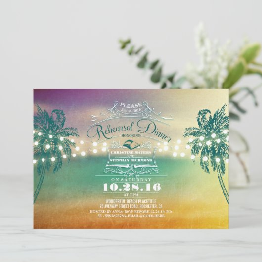 Invitation Plage de couchers de soleil Palms répétition dîner (Debout devant)
