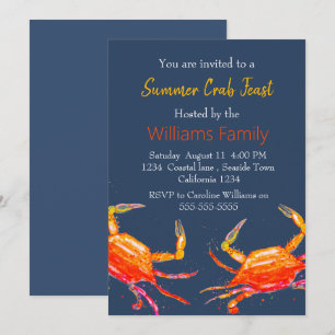 Invitation Plage de crabe Côtier Nautique Fruits de mer Bouil