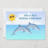 Invitation Plage de dauphins personnalisés mignonne Invitatio (Devant)