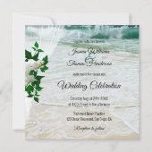 Invitation Plage de fleurs d'orchidées avec dentelle Destinat (Devant)