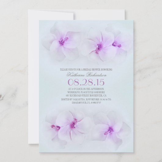 Invitation plage de fleurs violettes douche nuptiale (Devant)