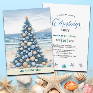 Invitation Plage de l'arbre de Noël Fête de Noël 