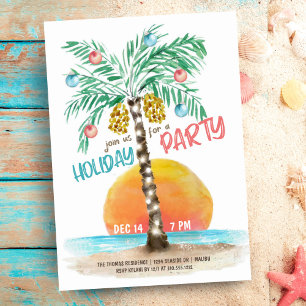 Invitation Plage de l'île tropicale Arbre de Noël Palmier
